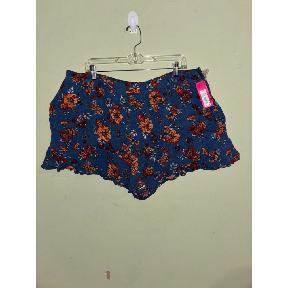Women's Xhilaration Blue Orange Floral Shorts XXL
